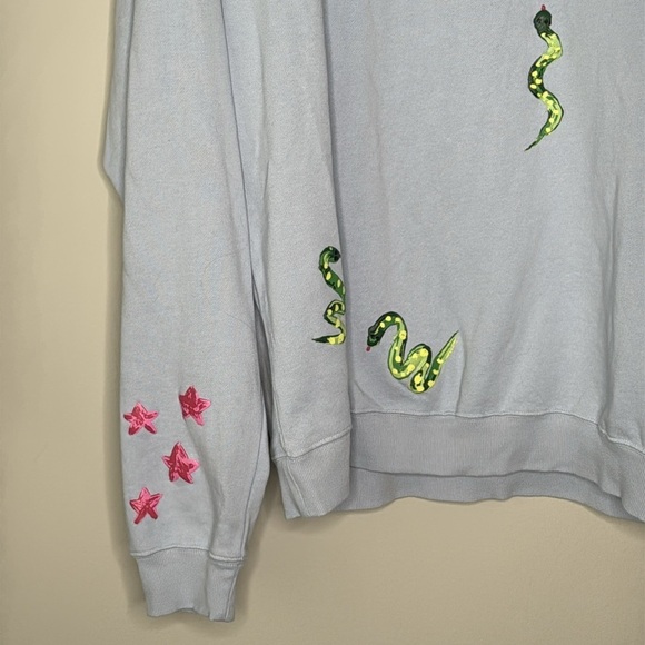 Coney Island Picnic Art Doodles Puff Print Sweatshirt in Kentucky Blue Size XL - Picture 4 of 9